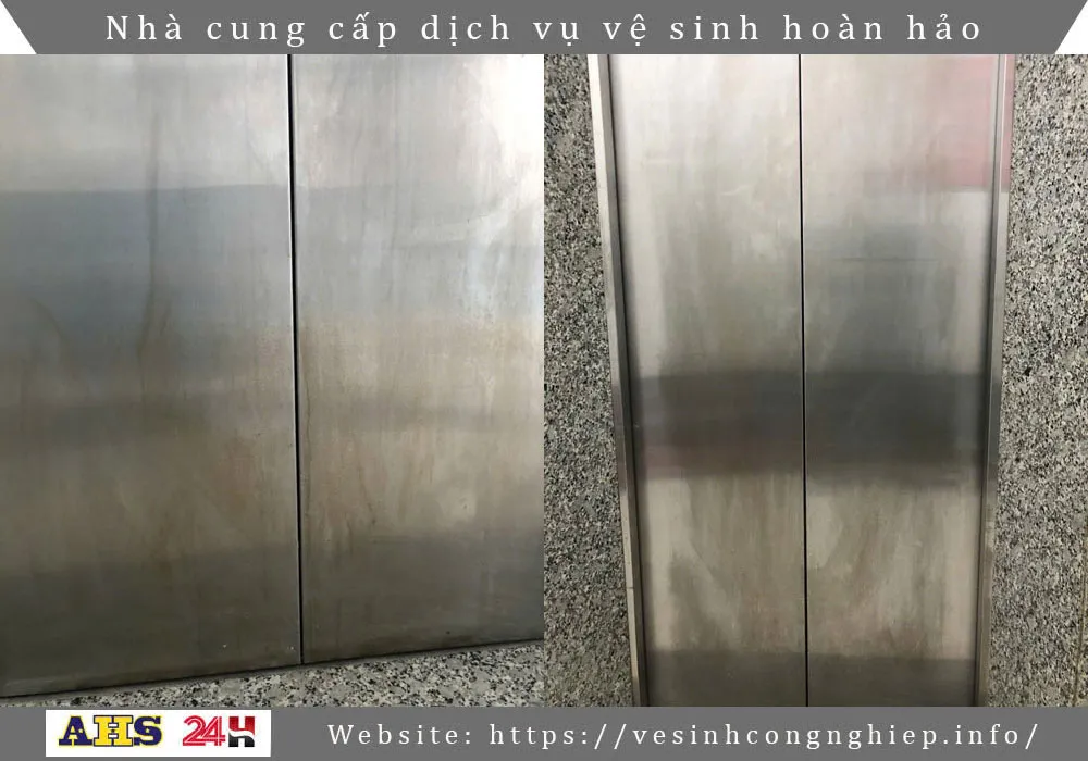 Bí mật cách đánh bóng thang máy inox sáng như gương soi 2 Thang máy bị hoen ố, thâm đen